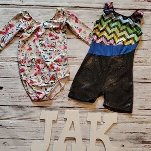 Kids Floral and Chevron Patterned Leotards  For Gymnastics